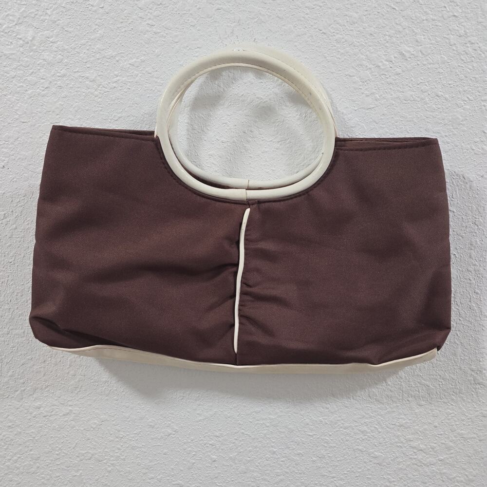Victoria’s Secret Brown White Handle Tote Purse Bag Vintage Style Medium Y2K